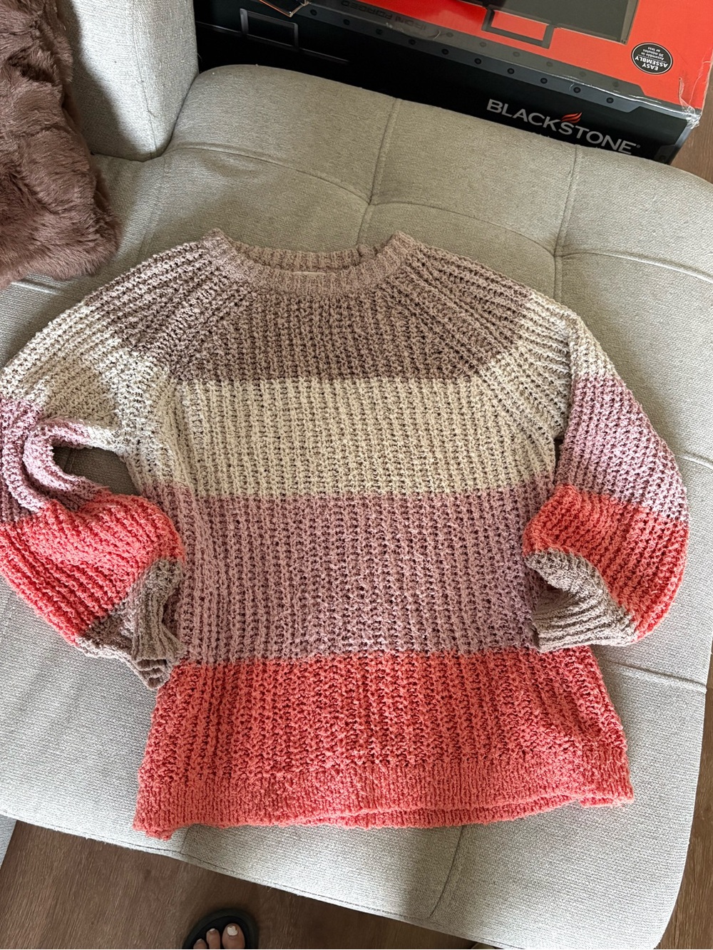 Newbury Kustom Striped Crewneck Sweater in Pink, Cream, Coral